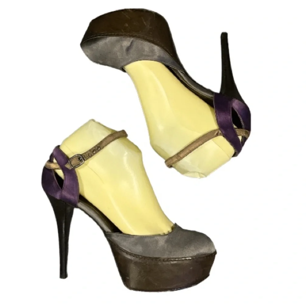 Authentic Marni satin & leather platform designer heels sz 8 Euro 38